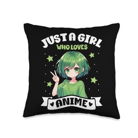 Just a Girl Who Loves Anime Kawaii Anime Merch Japanese Throw Pillow