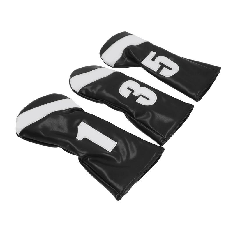 3PCS Golf Club Head Cover PU Leather Waterproof Protective Golf