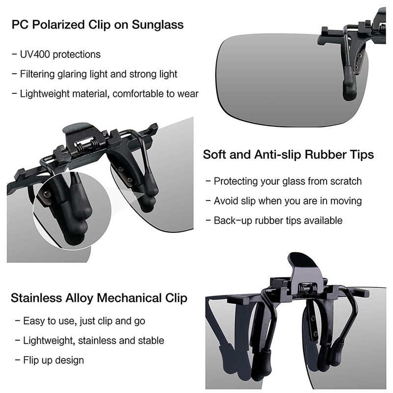 2 Pcs Outdoor Sunglasses Clip On Polarized Sun Glasses Driving