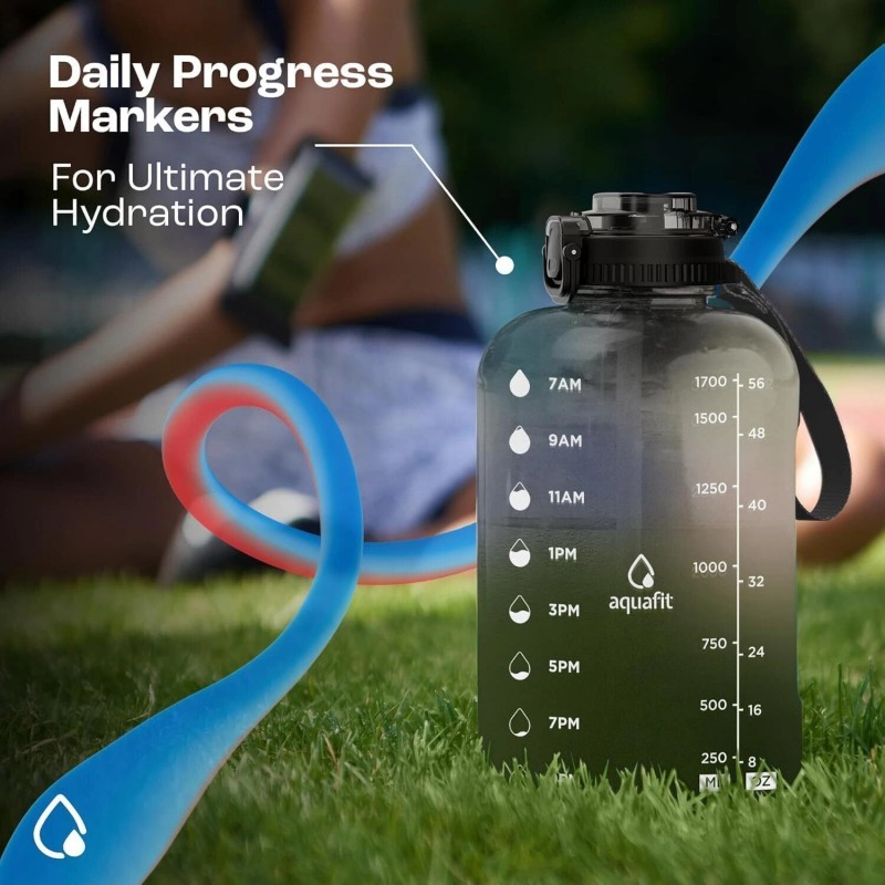 Aquafit 64 oz Water Bottle with Time Marker - Straw