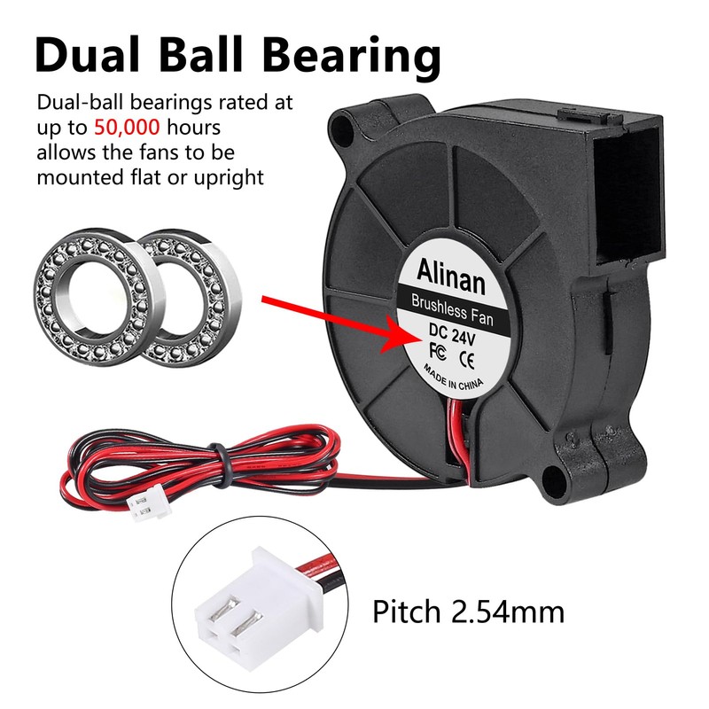 Alinan 4pcs 5015 50mm x 15mm 24V Dual Ball Brushless
