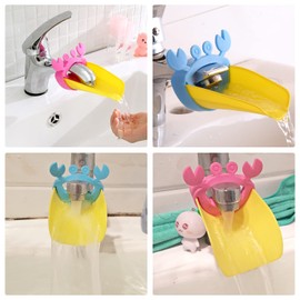 ZHEJIA Water Guide Faucet Extension for Kids, Hand Wash Support, Pack of 2, Convenient Bathroom, Lavatory Aid, For Kids, Faucet Aids Design, Hand Wash, Cute, Convenient Goods, Easy Installation, Shatterproof, Easy Installation, Blue, Pink