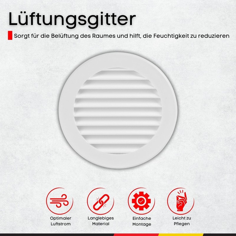 Steinberg14 White Ventilation Grille 100 mm - Plastic Exhaust Grille