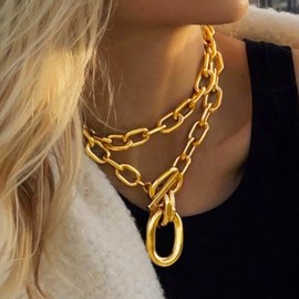 Kesvb Chunky Gold Necklace Layered Punk Thick Choker Necklaces for women