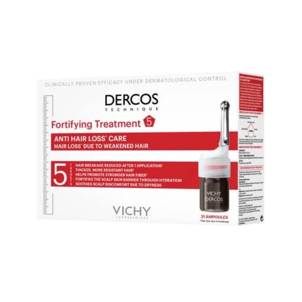 VICHY Dercos Technique Anti Hair Loss Care for Women, 21 Ampoules, 0.3 ml