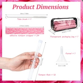 LiveBe Tampon Flask Set with Reusable Wrappers, Funnels, and Containers for Women（39pcs flower）