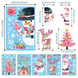 FOSDICK 6 Sheet Christmas Window Stickers, Christmas Window Clings Reusable Window Decoration Santa Claus Reindeer Snowman Snowflake 2025 PVC Pink Static Decal Xmas Window Sticker