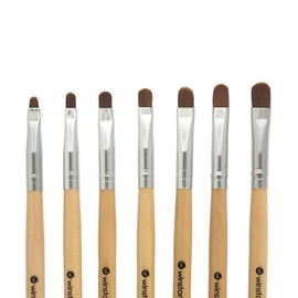 Winstonia 7pcs Gel Nail Brush Set for Nail Tips Builder & Overlay, Sculpting, Poly Gel, and Extensions. Oval Size Brushes Manicure Painting Pen - WOODEN ALLURE