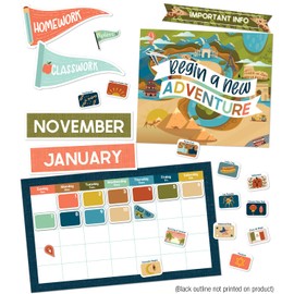 Carson Dellosa Let's Explore Calendar Bulletin Board Set—Calendar with Monthly, Classwork, Homework, and Important Info Headers, Motivational Poster, Colorful Accents, Classroom Décor (123 pc)