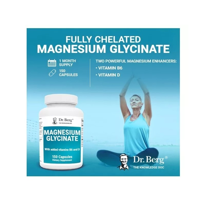 Dr. Berg's Magnesium Glycinate, 3 PACK, 150 Veg Cap each