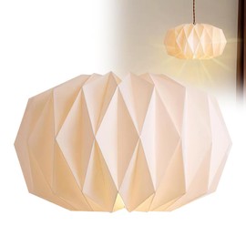 Origami Paper Lampshade, Hanging Lampshade, Paper Lampshade, 1 Piece, Nordic Creative Paper Lampshade, Decorative Paper Lanterns, Boho Lampshade for Pendant Lampshade Frame (Round, White)