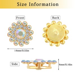 Tipart 100 Pcs 14mm Sew on Rhinestones,Crystal Glass Metal Base Flower Claw Flatback Rhinestones for Clothes Hats Bags Sewing Accessories