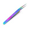 G.S STAINLESS STEEL JEWELER STYLE TWEEZERS #8 MULTI TITANIUM RAINBOW