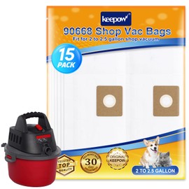 KEEPOW - Paquete de 15 bolsas para aspiradora en húmedo y seco de 2 a 2.5 galones, tipo B 90668 9066800 9066833, todo alrededor QAM70 y CMXZVBE38774 bolsas desechables de colección de polvo