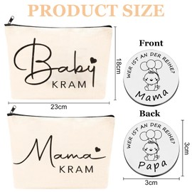 NewZC Pack of 2 Mommy Bag Cosmetic Bag, Gifts for Expectant Mothers, Baby Shower Gift, Mum Bag with Zip Gifts for Pregnant Women with Silver Funny Decision Coin, beige, murders