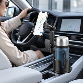 Car Cup Holder Phone Mount – Adjustable Long Arm, 360° Rotatable Hands-Free Phone Holder for Cars and SUVs