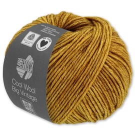 Frida's Wollhaus Lana Grossa 50 g Cool Wool Big Vintage Wool Yarn Merino Knitting 10 Colours (7162 | Mustard)