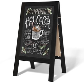 TEAKMAMA Chalkboard Signs 40x20 Standing A Frame Chalk Board Easel Sign Sandwich Board Signs Outdoor, Double Sided Blackboard for Business, Cafe, Weddings, Black