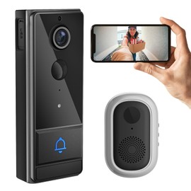 Swokely Smart WiFi Video Doorbell Camera, Wireless Doorbell Video Intercom with PIR WakeUp 1280x720 Night Vision Two Ways Audio IP65 Water Proof for Home Security, Black