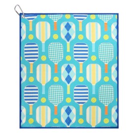 Millie Rose Pickleball Towels in Fashionable Prints - Cute 15x17 Inch Microfiber & Cotton Athletic Towels With Carabiner Clip - Accessories, Gifts (Plaid Pickle)