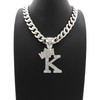 iJewelry2 Kings and Queens Crowned Letter K Crystals Pendant Silver-Tone