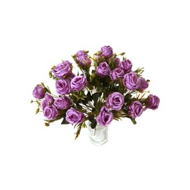 YoungJewl Artificial Flowers 6 Branch Fake Silk Mini Rose Plastic Flowers Arrangement for DIY Wedding Bouquets Home Decorations Table Centerpieces 2 Packs (Light Purple)