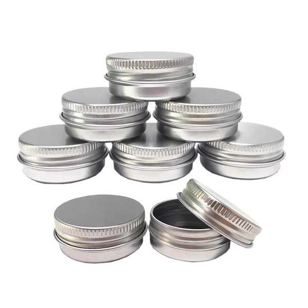 Aluminum Tin Jars, Cosmetic Sample Metal Tins Empty Container Bulk, Round Pot Screw Cap Lid, Small Ounce for Candle, Lip Balm, Salve, Make Up, Eye Shadow, Powder (12 Pack.5Oz/15ml)