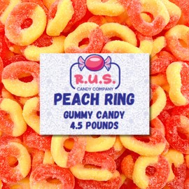 Peach Rings Gummies 4.5 Lbs Bag- Soft Chewy Peach Gummy Candy - Sweet Fruity Peach Ring Candy - Bulk Candy Rings for Party Snacks & Candy Buffet - Gluten Free Gummy Rings (Peach)
