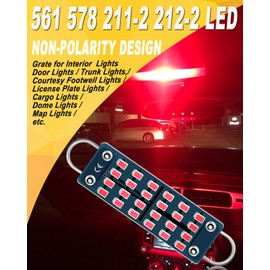 Qasim 44mm(1.73") LED Loop Bulb Bright Red,No-Polarity 12V 211-2 212-2 561 562 567 564 RL4410 Interior Vanity Visor Light for Map Dome Trunk Courtesy Cargo Light,Pack of 4