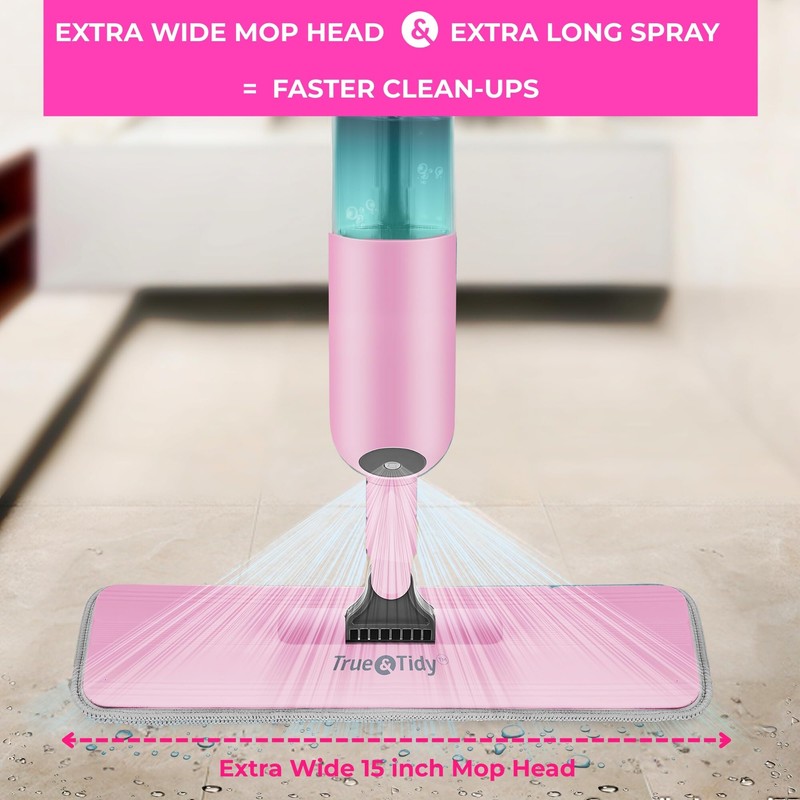 True & Tidy® SPRAY-250 Multi-Surface Spray Mop with Refillable Water