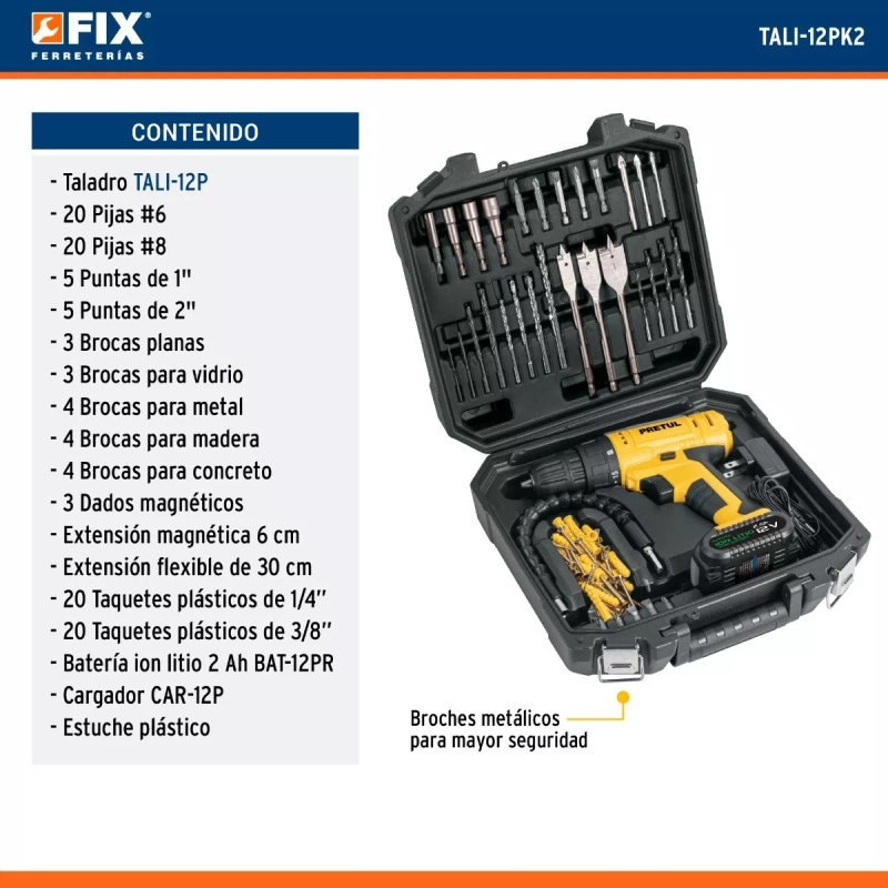 Pretul Taladro Inalámbrico Pretul TALI-12PK2 3/8 12v Acc Con Estuche