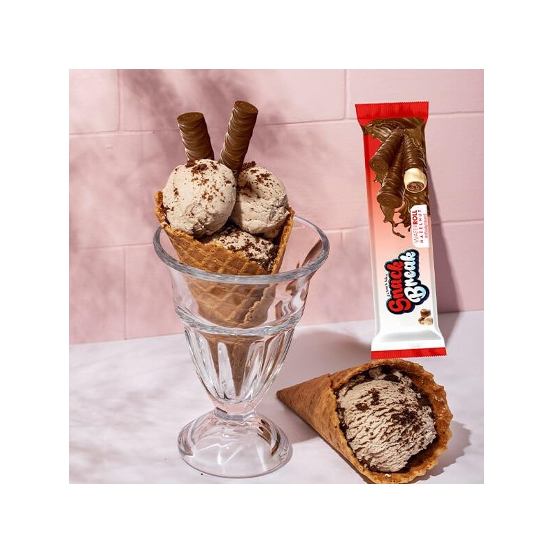 Snack Break Hazelnut Wafer Rolls, Rolled Wafer Cookies, Cocoa Coated