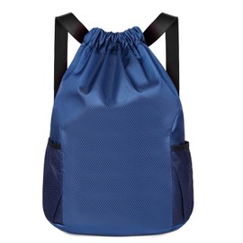 flintronic Fashion Sports Backpacks, Gym Bag, Large Capacity Drawstring Sports Bag, Gym Bag, Waterproof Sports Bag, Gym Bag with Water Bottle Mesh Pockets, for Adult Youth, E-dark blue.