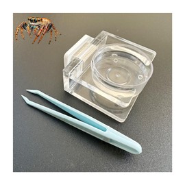 Okueejur Jumping Spider Feeding Dish with Tweezer, Transparent Acrylic Magnetic Tiny Tarantula Food Bowl Water Dish, Jumping Spider Feeder, Enclosure Accessories for Jumping Spider Tarantula