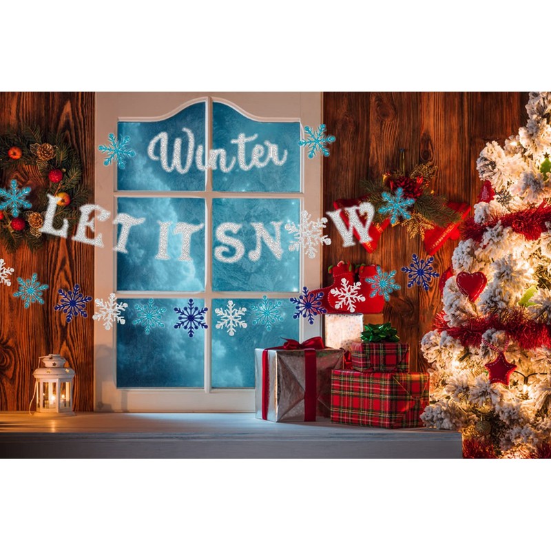 Let It Snow Banner, Winter Snowflake Wonderland Banner for Holiday