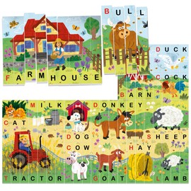 HEADU Word Maker Puzzle The Farm, Educational Toys for Boys and Girls Ages 3-99 Years Old, Preschool Learning Toys, Teacher Homeschool Supplies, Birthday