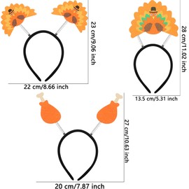 Cagemoga 9 Pack Thanksgiving Headband Thanksgiving Turkey Leg Head Boppers for Thanksgiving Party Dress up Accessories