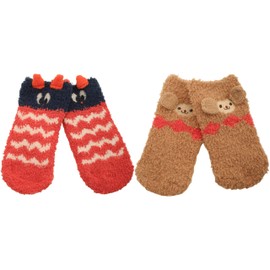 Atino Baby 2 Pack Fun Animal Socks with Grippers Monkey & Owl 3-5.5