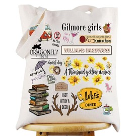 WZMPA Lorelai And Rory Fans Tote Bag Gilmore TV Show Gifts Luke's Dinner Reusable Grocery Bag Lorelai And Rory Merchandise (Luke's Diner TG)