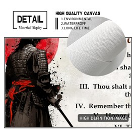 Motivational Japanese Samurai Wall Art Samurai Red Moon Canvas Wall Decor Inspirational Quotes I Choose Pictures Print Paintings Framed Artwork Home Decor For Office Living Room Gym 20x24 Inch