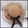 White Fang CZ051 Women's Straw Hat, Ruffle, Satin, Ribbon, Cute,