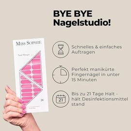 Miss Sophie Nagelfolie - First Kiss - Einfarbig, Pink, Nail Wraps - 24 ultra-dünne selbstklebende langanhaltende Nagelfolien