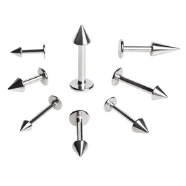 COCOBUL 316L Surgical Steel Labret/Monroe with Spike 14GA 7/16" 4X4mm Spike [B10-144]