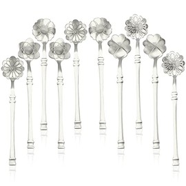 Juego de cucharas de café acero inoxidable, cucharas postre creativas acero inoxidable, cuchara de azúcar cuchara de café cucharadita cuchara de helado (10 unidades, plata)
