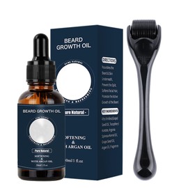 Beard Growth Kit,Beard Oil Beard Growth Serum for Men,0.5MM Derma Roller for Beard Growth,Beard Grooming Tools for Beard Rapid Growth and Thickening