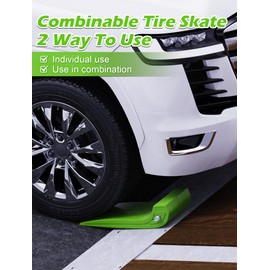 E-SDS Combinable Tire Skates 4 Pack, 3.2 in to 6.4 in Width Adjustable Towing Skates, Heavy-Duty Safe Car Skate for Tow Truck, Single Towing Skate Has A 4,000 lb Working Load Limit (Green)