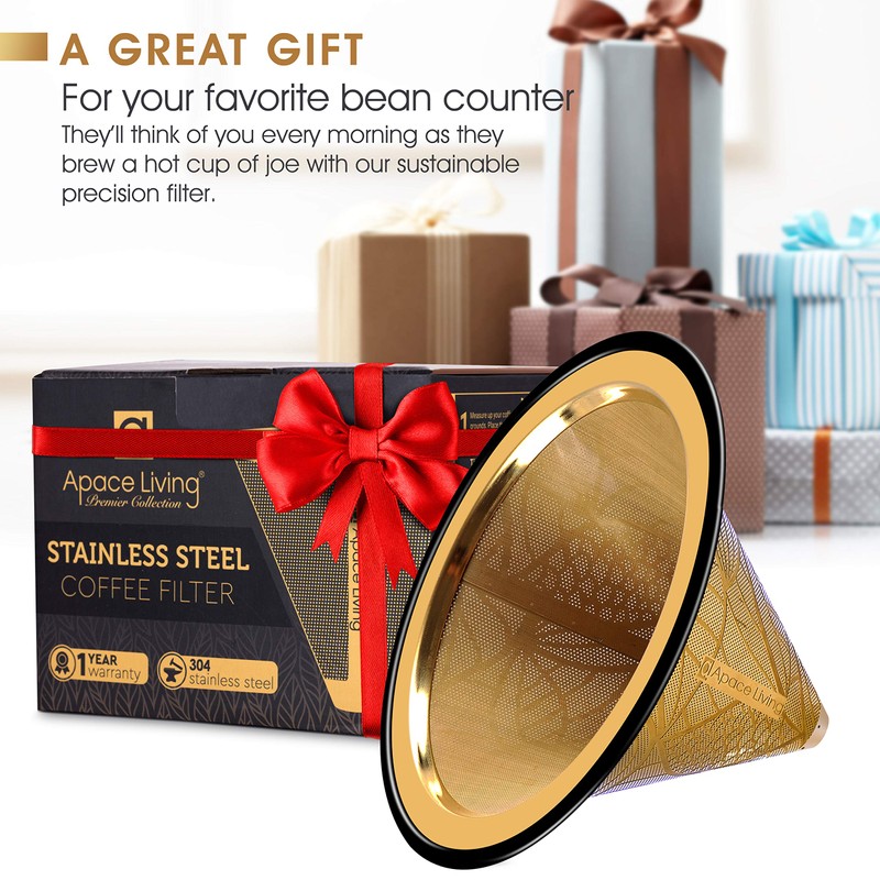 Stainless Steel Coffee Filter Compatible with Chemex Hario Bodum &