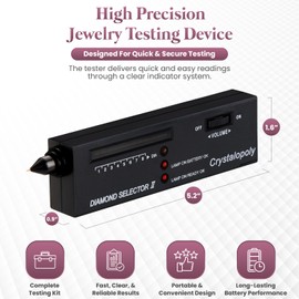 Crystalopoly Diamond Tester 2 Kit – High Precision Jewelry Testing Device with Moissanite Sample, Portable Diamond Selector Tool for Jewelers, Collectors, Pawn Shops & Gemstone Verification