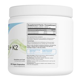 BRONX Vitamin D3 K2 (MK-7) High Potency 120MCG/1000 IU 400 Vegan Capsules | Supplement for Healthy Bones & Teeth | Powder Pills | Bulk Supplement
