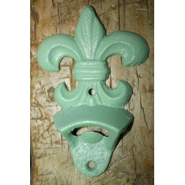 N?A Cast Iron Fleur De Lis Bottle openers, Sea Foam Green Beer Soda Opener Man Cave for Vintage Rustic Bar or Restaurant,Home, KTV, Hotels, ..